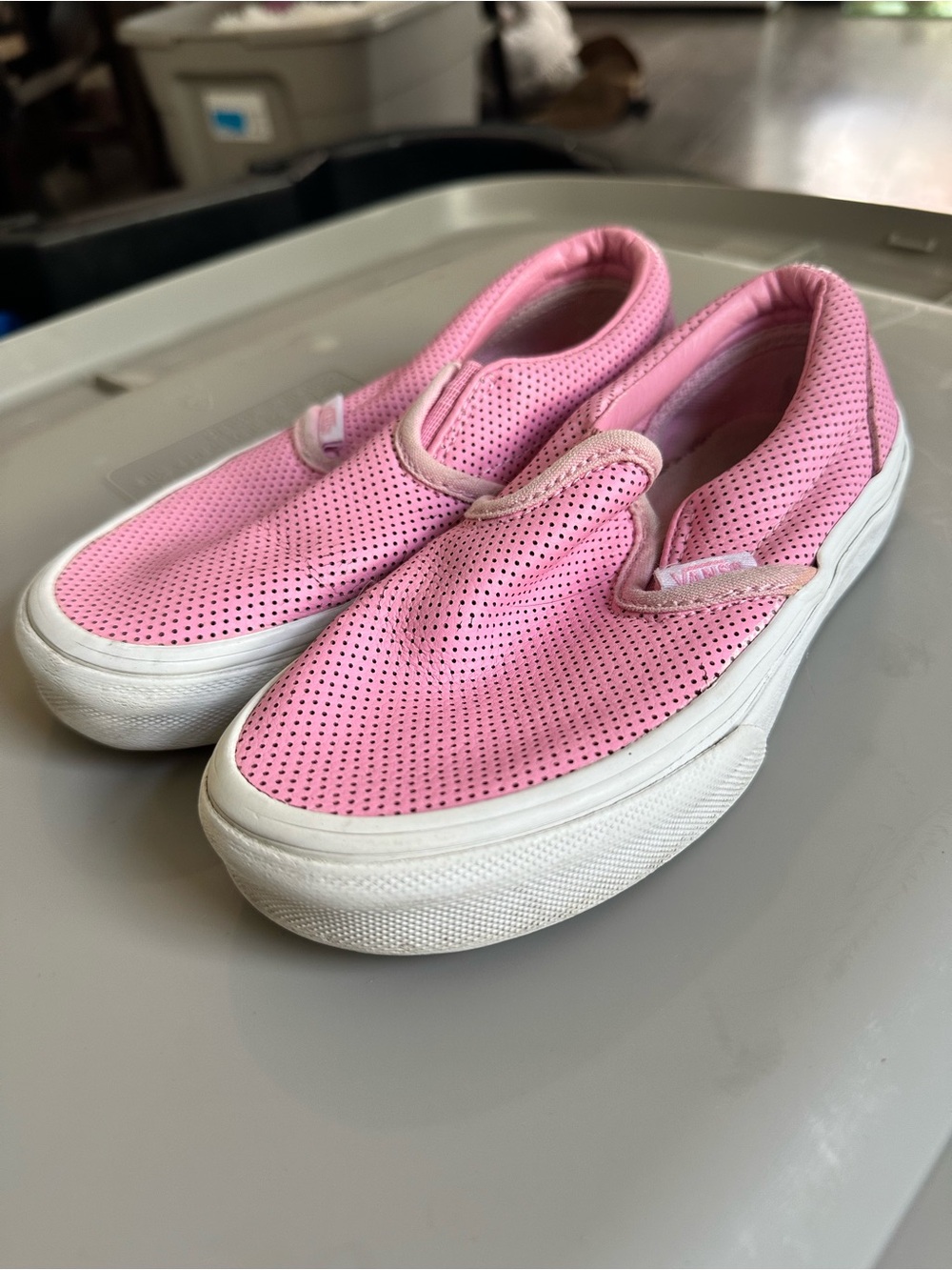 Vans Kids Pink Perforated Slip-On Sneakers